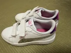 PUMA プーマ キッズスニーカー 20cm 白 ピンク シルバーラメ