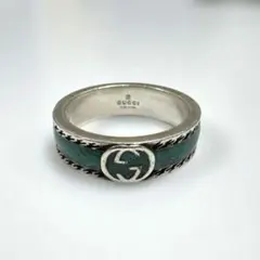 GUCCI 　インターロッキングG リング 16号ターコイズ GUCCI インターロッキングG フラワー ターコイズ 925 リング 16号