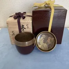 Ｒ５６５　四季棗　『塗師　峯清作』『夜桜　朝顔　稲雀　松喰鶴』　共箱　茶道具 R565 四季棗 『塗師 峯清作』『夜桜 朝顔 稲雀 松喰鶴』 共箱