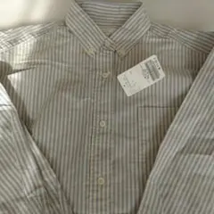 青と白のストライプ ボタンダウンシャツ新品未使用未試着タグ付き！値札少しよごれ