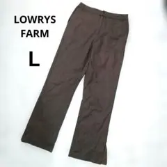 ブラウン カジュアルパンツ Ｌ　スリット　麻　ウエストゴム