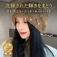 洗練された輝きをまとう　エレガント・ニット・ネットハット ブラウン　医療用　にも