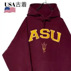 USA古着 プルオーバーパーカー えんじ色 L カレッジロゴ アリゾナ州立大学