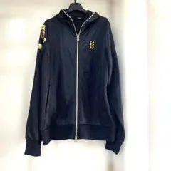 メンズ ジップアップパーカー ブラック XL
