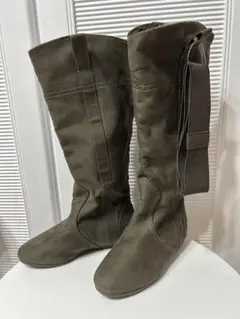 新品タグ付☆無印良品タタメル 折り返しボアブーツ☆カーキXS小さめサイズのサムネイル
