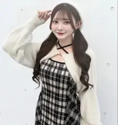 NOMAE onewayジャギーボレロロングチェックワンピース