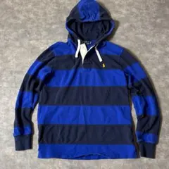 ポロ ラルフローレン ラガーパーカー M ボーダー ブルー ネイビー 黄ポニー
