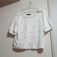 セシルマクビー♡パール＆肩リボンカットソー 試着のみ美品