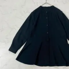 美品 INDIVI 切替 ワントーン ボタン タック 七分袖 ブラウス 05
