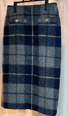 ウール混紡 チェック柄 タイトスカート
