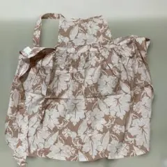 花柄エプロン ベージュと白