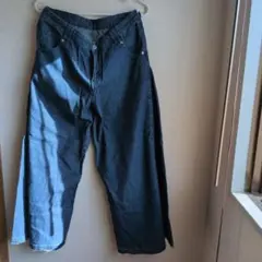 ダークブルー ハイウエスト ストレートデニム