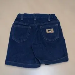 美品 ミキハウスダブルB 90濃紺ショートパンツ クマボタン付きジーンズ