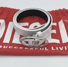 未使用 ディーゼル Dロゴバックル ベルト 80 本革　ホワイト　白