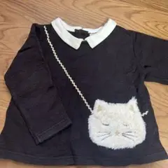 プティマイン　猫の顔付きカットソー