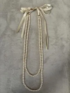 パール2連ネックレス　ロングパールネックレス