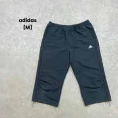 【adidas】クロップドパンツ　ネイビー　M ウエストゴム　スポーティ