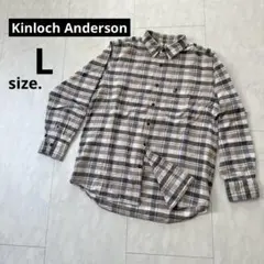 【キンロックアンダーソン】メンズチェック柄*ネルシャツ*ブラウン*長袖（L)