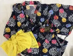 花柄浴衣ドレス ネイビー