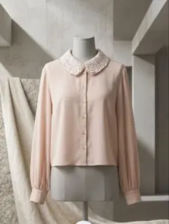 ゲリラ値下げ　リリアンカラット レースカラーブラウス ピンク