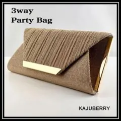 パーティーバッグ 3WAY 結婚式 クラッチバッグ フォーマルバッグ ゴールド❶