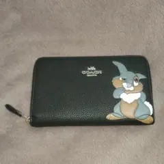 COACH ディズニー 長財布　黒　とんすけ
