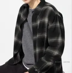 ユニクロ Mサイズ フランネルチェックシャツ 09BLACK