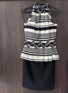 ストライプ ハイネック ナイトドレス