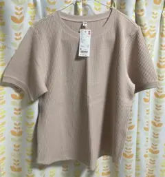 UNIQLO ワッフルクルーネックT 半袖　ピンク