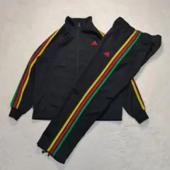 adidas ラスタカラージャージ上下セット ブラック　レゲエ adidas アディダス トラックジャケット ラスタカラー サイズM レゲエ