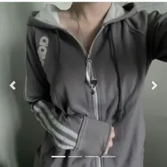 adidas　パーカー　Y2K グレー×水色　Oldadidas　アディダス