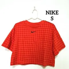 NIKE 千鳥格子柄のクロップド丈Tシャツ Sのサムネイル