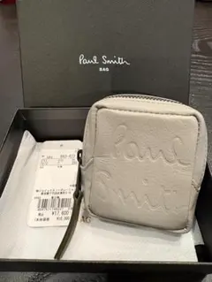 【新品・箱付】ポールスミス スクリブルロゴ ミニポーチ／小物入れ（グレー）