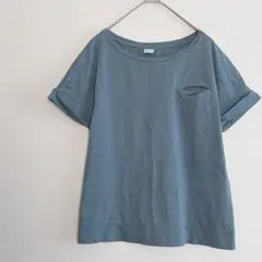 ヌーヴェルドゥパラディ Tシャツ カットソー くすみブルー F 半袖　ポケットのサムネイル