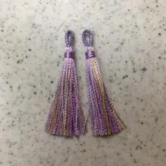 組紐 飾り 髪飾り　メタリックヤーン パープル系　タッセル ショート　2本セット