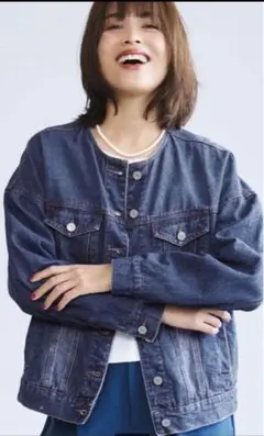 コカ　デニム ノーカラージャケット