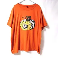 こーこ様　SHEIN CURVEパンプキン柄Tシャツ3XLオレンジ ハロウィンのサムネイル