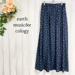 【earth music&ecology】ウエストゴム 小花柄 ロングスカート