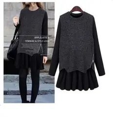 新品★大きいサイズ☆ニットベスト付き♪フレアワンピース☆3L~6L 送料込み○8