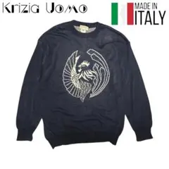 Krizia Uomo イタリア製 ネイビー イーグル ニットセーターのサムネイル