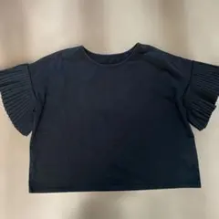 ADAM ET ROPÉ プリーツスリーブ 半袖Tシャツ ブラック
