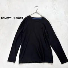 【トミーヒルフィガー】S 長袖Tシャツカットソー　ブラック　メンズ　無地