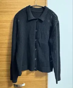 無印良品 メッシュ編み カーディガン ブラック XL