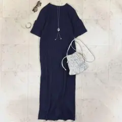 人気❇︎CINOH チノ リブニットワンピース 綿ネイビー ドゥーズィエムクラス