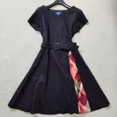 極美品　現行　ブルーレーベルクレストブリッジ　ひざ丈ワンピース　ベルト　チェック