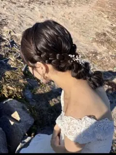 アネモネ　ウェディングヘッドドレス パール 花　前撮り