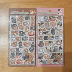 ボンボンドロップシール　和柄　柴犬　猫