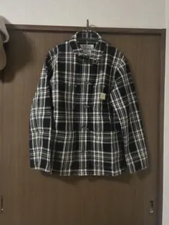 GLOSTER ブラックホワイトチェック柄ブラウンシャツ Mサイズ