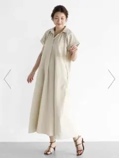 新品【Vin】ヤマダヤ　 サッカー生地ストライプ スキッパーワンピース