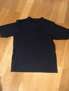 ワッフルHネックTシャツ黒